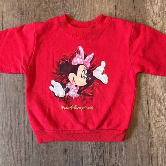 Vintage 2000s Y2K Walt Disney World Minnie Mouse Crewneck Sweatshirt Baby 6-12M - Picture 1 of 5